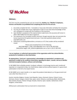 McAfee Encryption Written Assurance Form