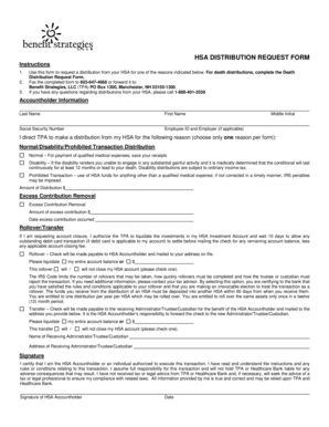 HSA Distribution Request Form