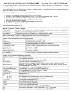 Obstetrical Needs Assessment Form (ONAF)