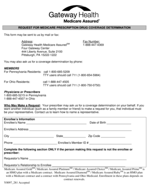 Medicare Prescription Drug Coverage Determination Form