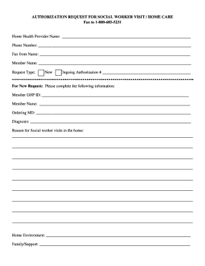 Authorization Request for Social Worker Visit