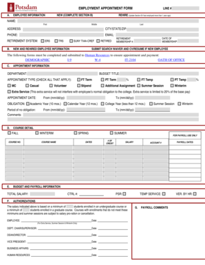 Employment Appointment Form