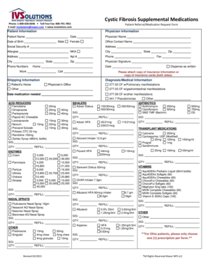 Cystic Fibrosis Supplemental Medications Request Form