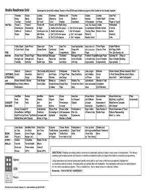 Braille Readiness Grid