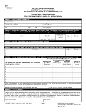 Child and Adult Care Food Program Provider Income-Eligibility Application