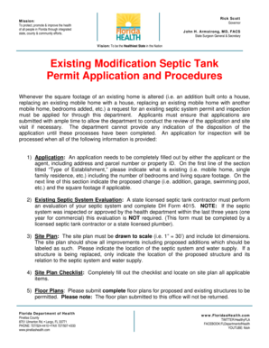 Florida Existing Septic Tank Permit Application