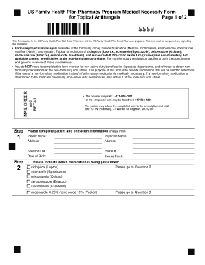 US Family Health Plan Medical Necessity Form for Topical Antifungals