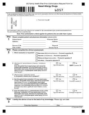 US Military Nasal Allergy Drug Prior Authorization Form