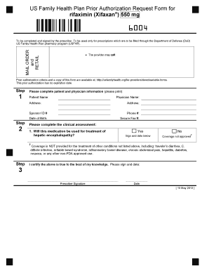 Prior Authorization Request for Xifaxan 550 mg