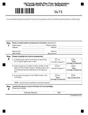 Prior Authorization Form for Kalydeco (ivacaftor)