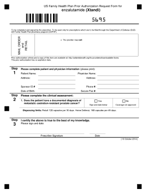 Prior Authorization Request Form for Xtandi