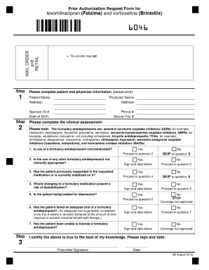 Prior Authorization Request Form for Fetzima and Brintellix