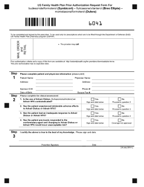 Prior Authorization Form for ICS/LABA Combinations