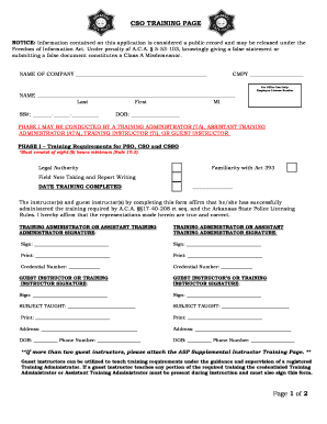 Arkansas CSO Training Completion Form