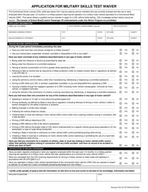 CDL Skills Test Waiver Application