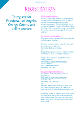 ArtCenter College of Design Registration Form