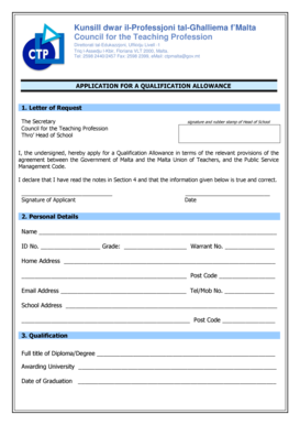 Application for Qualification Allowance