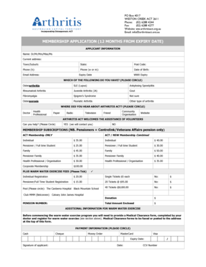 Arthritis ACT Membership Application