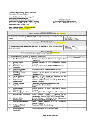 MMC Norilsk Nickel Shareholder Voting Ballot