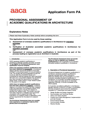 Provisional Assessment of Academic Qualifications in Architecture