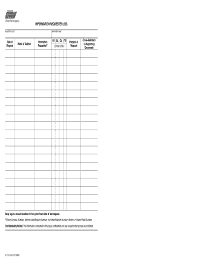 INF 2115 Information Requester Log. Index ready The Information Requester Log (INF 2115) is available for use by Commercial and Government online requesters to assist them in complying with requirements to maintain a log of each information request i