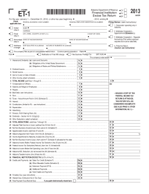 Alabama Financial Institution Excise Tax Return