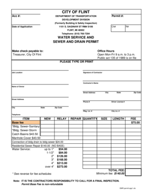 City of Flint Water Service and Sewer Permit