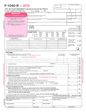 2010 Flint Tax Return Form
