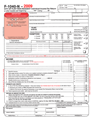 2008 Flint Non-Resident Tax Return