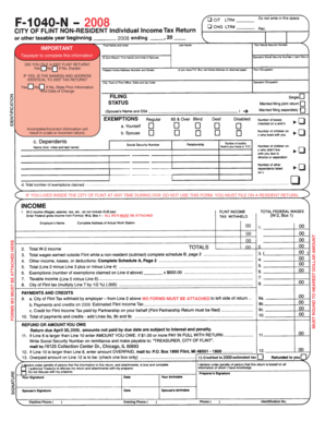 2008 Flint Non-Resident Tax Return