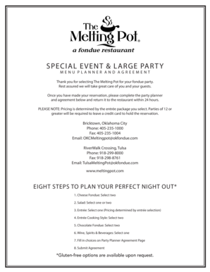 The Melting Pot Party Planner Agreement