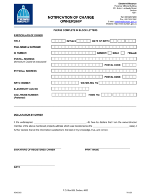 Ethekwini Revenue Property Ownership Declaration