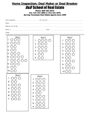 Home Inspection Quiz Template