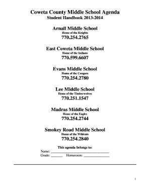 Coweta County Middle School Student Handbook 2013-2014