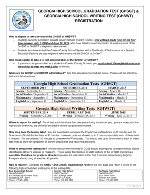 Georgia High School Graduation Test Registration Form