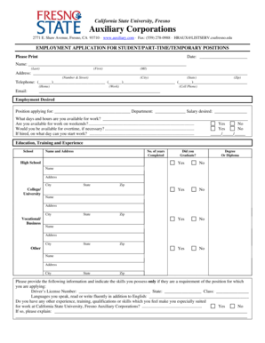 California State University Fresno Employment Application