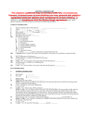 401(k) Profit Sharing Plan Adoption Agreement