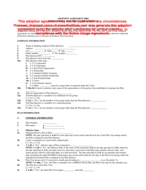 401(k) Profit Sharing Plan Adoption Agreement