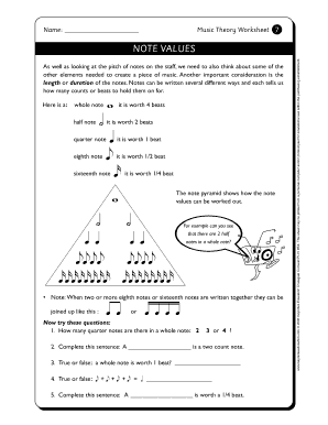 Music Theory Worksheet