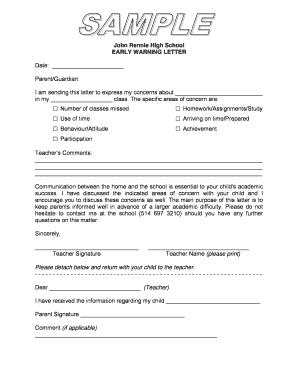 Early Warning Letter