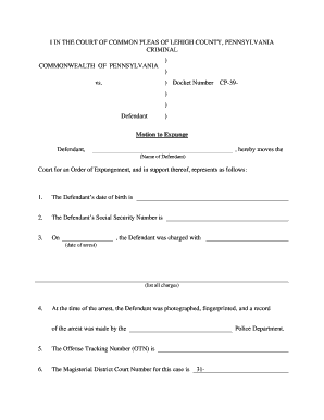 Motion to Expunge Criminal Records