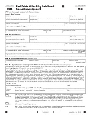 California Real Estate Withholding Installment Form 593-I