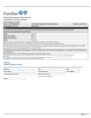 Excellus Health Plan Rate Schedule and Contract Summary