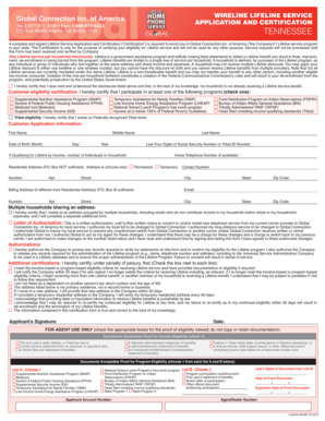 Tennessee Home Wireline Lifeline Service Application