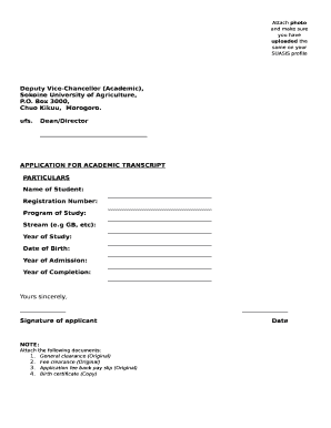 Application for Academic Transcript