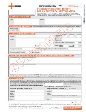 UK Periodic Inspection Report for Electrical Installations