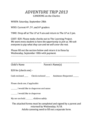 Canoe Trip sign up sheet 20134docx - learningproject