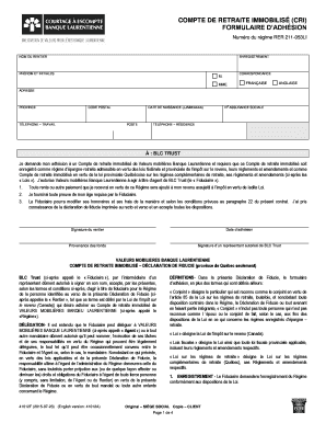 Formulaire d’adhésion Compte de retraite immobilisé (CRI)