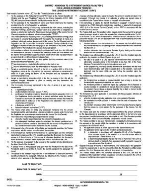 Ontario Addendum to Retirement Savings Plan