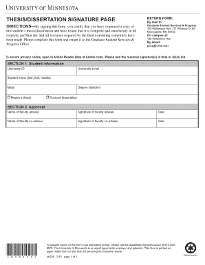 Thesis/Dissertation Signature Page Return Form